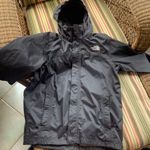 Boys , North Face size XL18-20 , Black Hyvent with stowable hood
